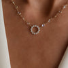 Rosecliff Diamond Small Circle & Newport Moonstone Necklace in 14k Gold (June)