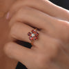 Greenwich Flower Garnet & Diamond Ring in 14k Gold (January)