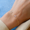 Personalized Cancer & Birthstone Bracelet on Adelaide Mini in 14k Gold