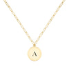 Engravable Graduation Flat Circle Pendant with Adelaide Mini Chain in 14k Gold