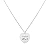 Small Engravable Graduation Flat Heart Pendant with Classic Chain in 14k Gold