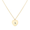 Small Engravable Graduation Flat Heart Pendant with Classic Chain in 14k Gold