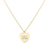 Small Engravable Graduation Flat Heart Pendant with Classic Chain in 14k Gold