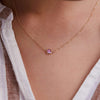 Grand 1 Pink Sapphire Necklace and Earrings Set in 14k Gold (October)