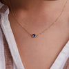 Grand 1 Sapphire Necklace and Earrings Set in 14k Gold (September)