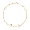 Personalized 1 Letter & 1 Grand Pink Opal Adelaide Mini Bracelet in 14k Gold (October)