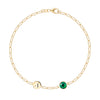 Personalized 1 Letter & 1 Grand Emerald Adelaide Mini Bracelet in 14k Gold (May)