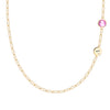Personalized 1 Letter & 1 Grand Pink Sapphire Adelaide Mini Necklace in 14k Gold (October)