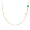 Personalized 1 Letter & 1 Grand Nantucket Blue Topaz Adelaide Mini Necklace in 14k Gold (December)