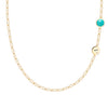 Personalized 1 Letter & 1 Grand Turquoise Adelaide Mini Necklace in 14k Gold (December)