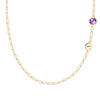Personalized 1 Letter & 1 Grand Amethyst Adelaide Mini Necklace in 14k Gold (February)