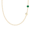 Personalized 1 Letter & 1 Grand Emerald Adelaide Mini Necklace in 14k Gold (May)