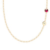 Personalized 1 Letter & 1 Grand Ruby Adelaide Mini Necklace in 14k Gold (July)