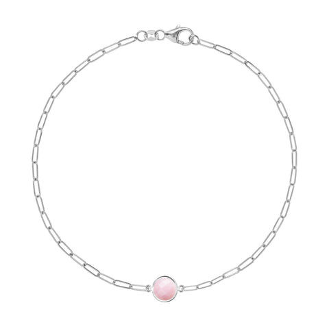 Grand 1 Pink Opal Adelaide Mini Bracelet in 14k Gold (October) - White Gold