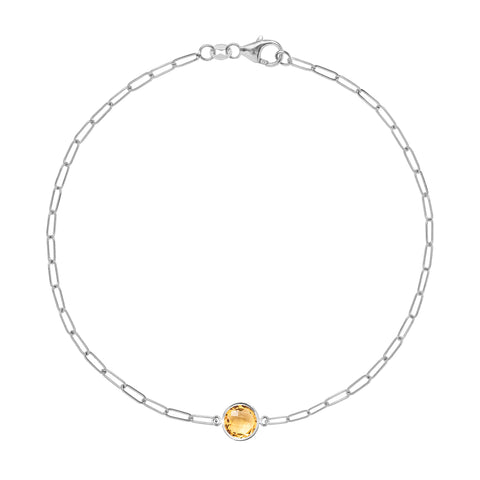 Grand 1 Citrine Adelaide Mini Bracelet in 14k Gold (November) - White Gold