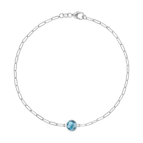 Grand 1 Nantucket Blue Topaz Adelaide Mini Bracelet in 14k Gold (December) - White Gold