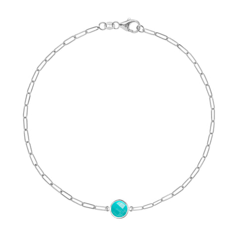 Grand 1 Turquoise Adelaide Mini Bracelet in 14k Gold (December) - White Gold