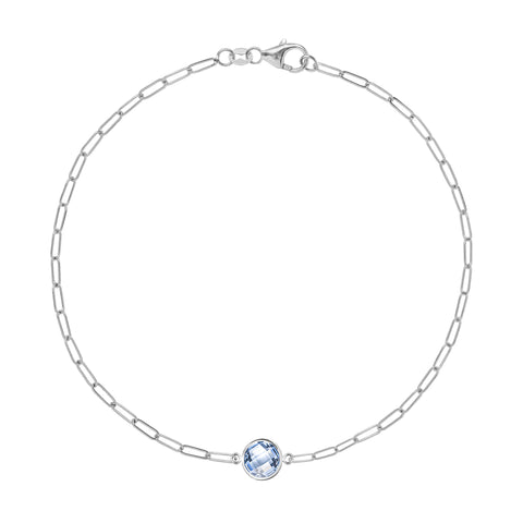 Grand 1 Aquamarine Adelaide Mini Bracelet in 14k Gold (March) - White Gold