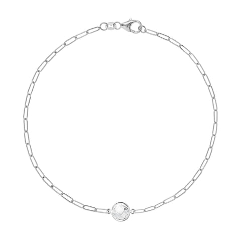 Grand 1 White Topaz Adelaide Mini Bracelet in 14k Gold (April) - White Gold