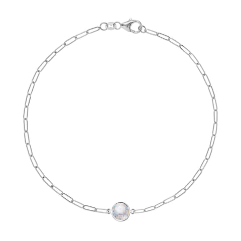 Grand 1 Moonstone Adelaide Mini Bracelet in 14k Gold (June) - White Gold