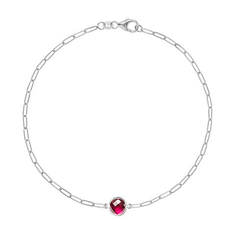 Grand 1 Ruby Adelaide Mini Bracelet in 14k Gold (July) - White Gold