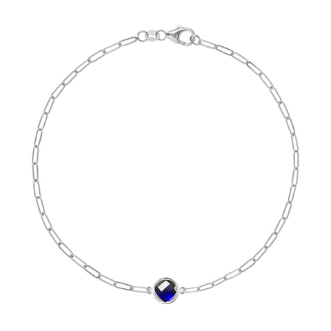 Grand 1 Sapphire Adelaide Mini Bracelet in 14k Gold (September) - White Gold