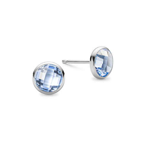 Grand Aquamarine Stud Earrings in 14k Gold (March) - White Gold