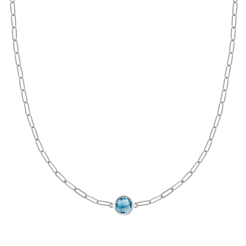 Grand 1 Nantucket Blue Topaz Adelaide Mini Necklace in 14k Gold (December) - White Gold