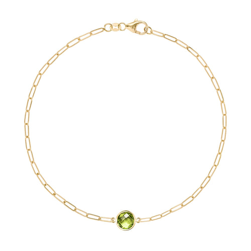 Grand 1 Peridot Adelaide Mini Bracelet in 14k Gold (August)