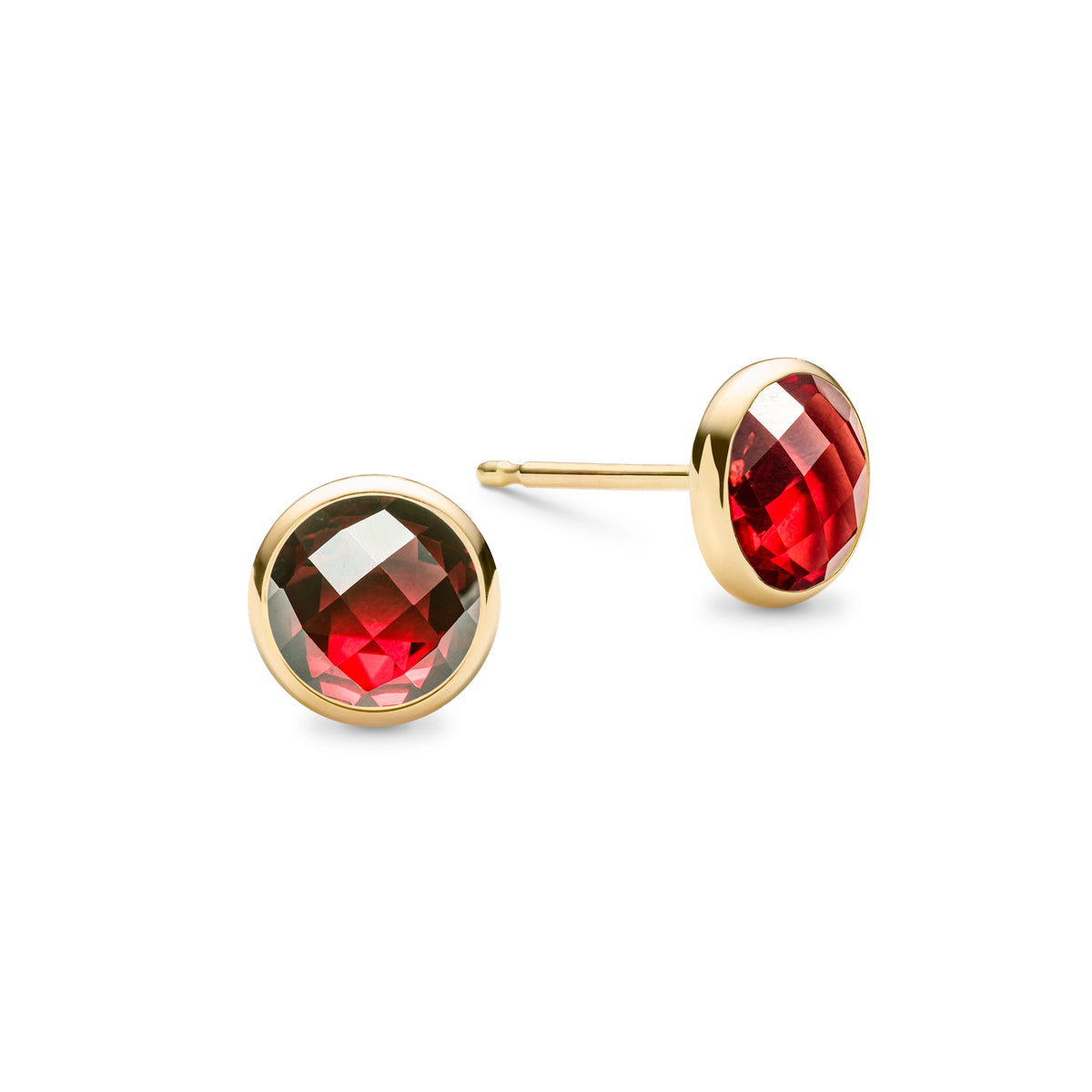 Natural Garnet Stud Earrings Solid 14kt Yellow store Gold