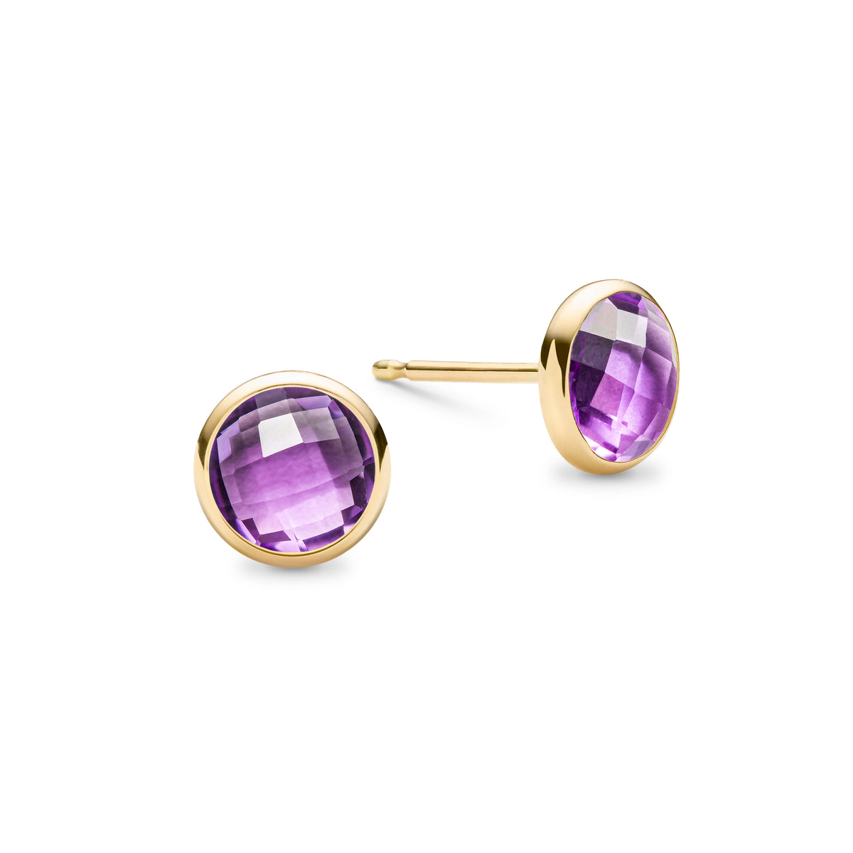 14k Gold marked and tested high quality Amethyst Stud Earrings