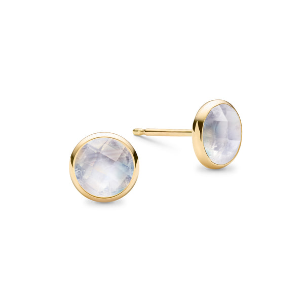 Natural Rainbow Moonstone Stud Earrings, 14k Gold Stud Earrings with Real sale Moonstone, June Birthstone Earrings, Genuine Moonstone Birthstone