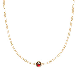 Grand 1 Garnet Adelaide Mini Necklace in 14k Gold (January)