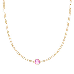 Grand 1 Pink Sapphire Adelaide Mini Necklace in 14k Gold (October)