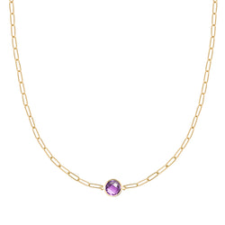Grand 1 Amethyst Adelaide Mini Necklace in 14k Gold (February)
