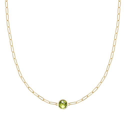 Grand 1 Peridot Adelaide Mini Necklace in 14k Gold (August)