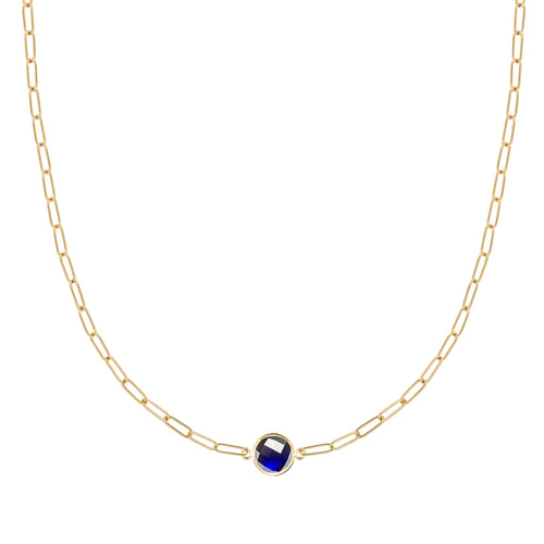 Grand 1 Sapphire Adelaide Mini Necklace in 14k Gold (September)