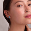 Greenwich Flower Nantucket Blue Topaz & Diamond Earrings in 14k Gold (December)