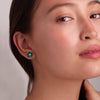 Greenwich Flower Emerald & Diamond Earrings in 14k Gold (May)