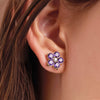 Greenwich Flower Amethyst & Diamond Earrings in 14k Gold (February)