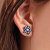 Greenwich Flower Alexandrite & Diamond Earrings in 14k Gold (June)