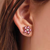 Greenwich Flower Ruby & Diamond Earrings in 14k Gold (July)