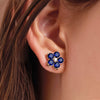 Greenwich Flower Sapphire & Diamond Earrings in 14k Gold (September)