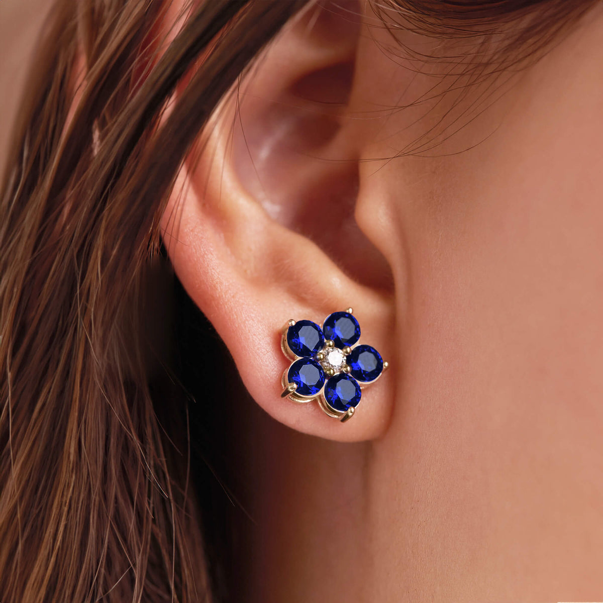 Sapphire flower earrings store