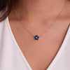 Greenwich Flower Sapphire & Diamond Necklace in 14k Gold (September)