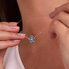 Greenwich Flower Nantucket Blue Topaz & Diamond Necklace in 14k Gold (December)