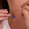 Greenwich Flower Sapphire & Diamond Necklace and Earrings Set in 14k Gold (September)