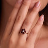 Greenwich Flower Garnet & Diamond Ring in 14k Gold (January)