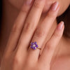 Greenwich Flower Amethyst & Diamond Ring in 14k Gold (February)