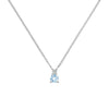 Greenwich Solitaire Aquamarine & Diamond Necklace in 14k Gold (March)